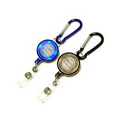 Round Retractable Badge Holder W/ Carabiner & Metal Clip (24")